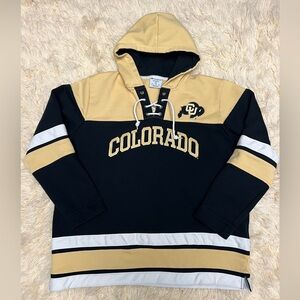 Vintage University of Colorado Buffalos Hockey Jersey Lace-Up Hoodie XXL